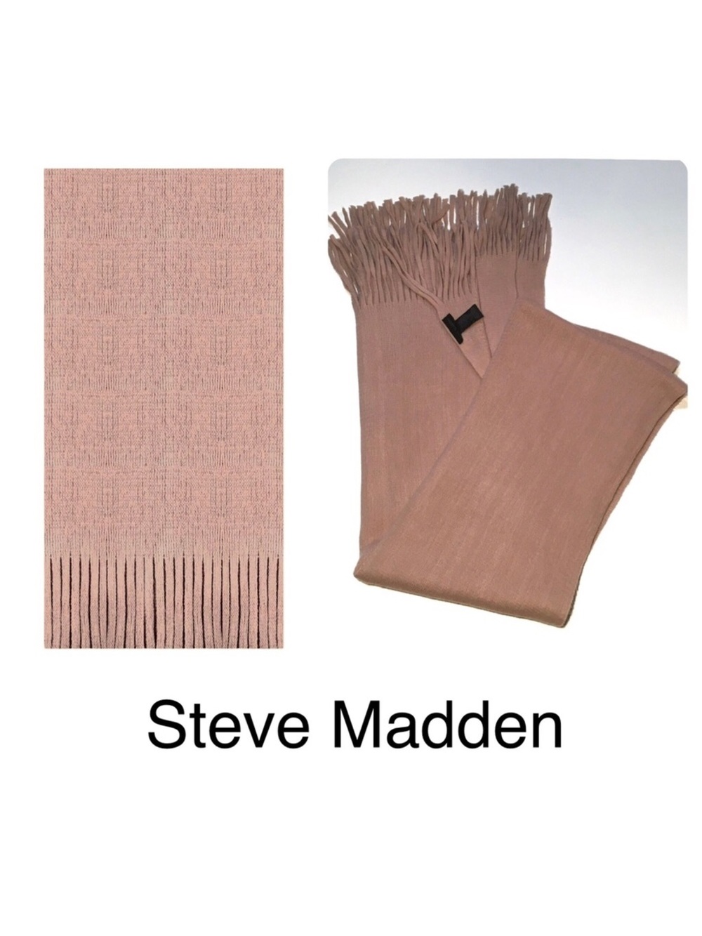 Steve Madden Scarf Wrap Neutral Pink Blush 21” X 90” Including Fringe NWOT